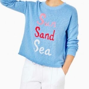 Lilly Pulitzer Blue Sweater with Sun Sand Sea Design